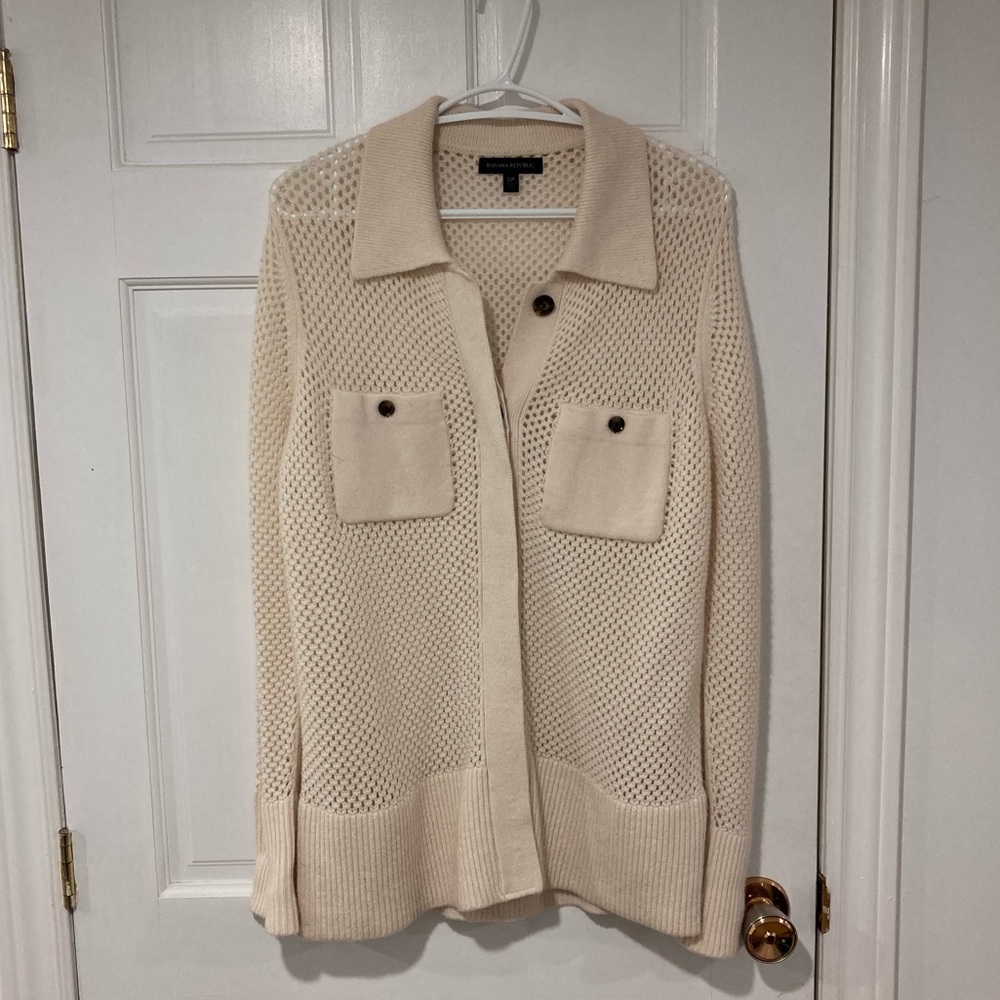 Cream Button-Up Women's Sweater